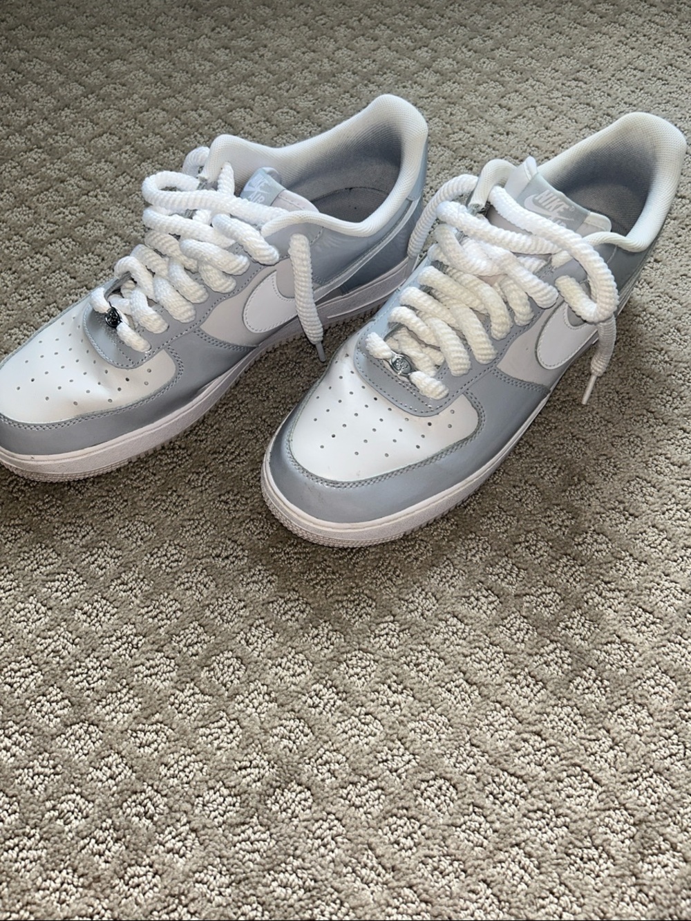 Rope Lace Air Force 1 GREY Patent Leather AND WHITE Everyday Custom Drop 7